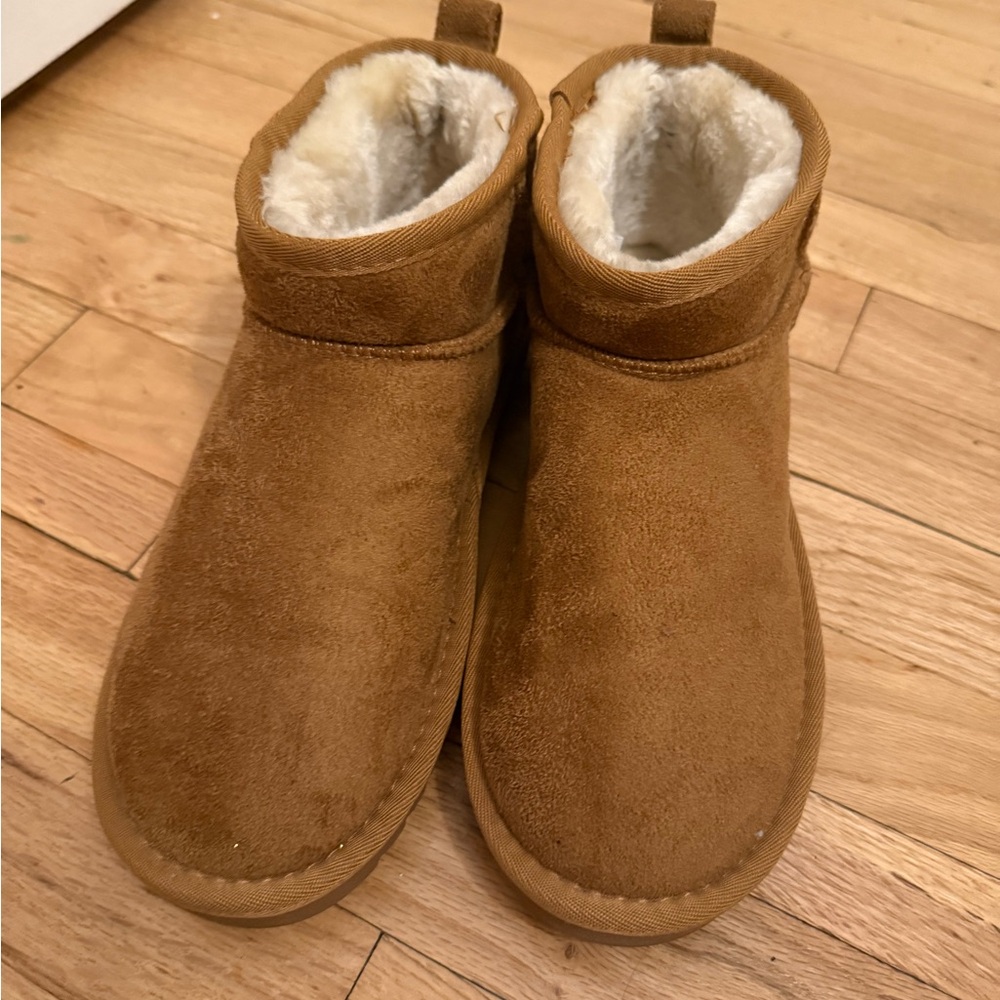 Brown suede booties